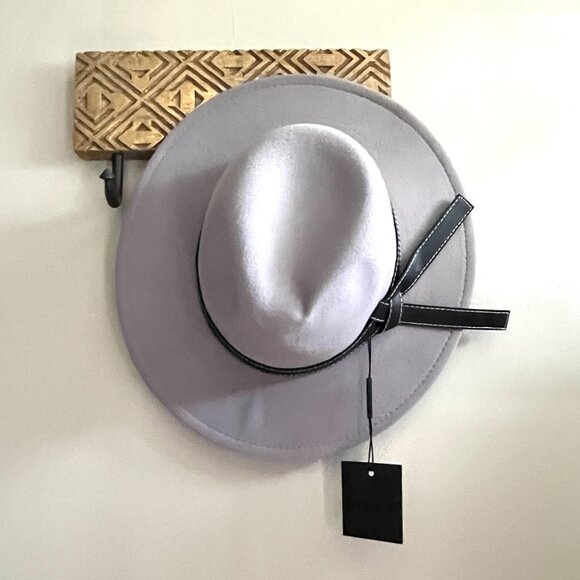 NWT Do Everything in Love Felted Panama Silver Gray Leather Band Brim Hat Unisex - Picture 3 of 6